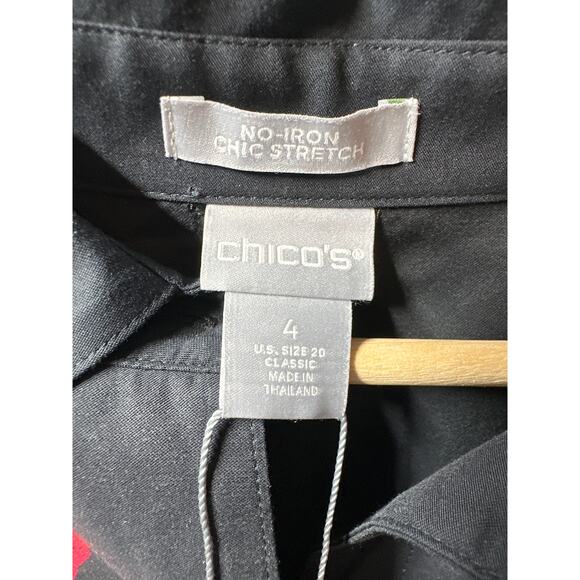 Chico’s No Iron Stretch Luxe Foliage Tunic Top Long Sleeve Button Up Sz 4 = 20 - Picture 5 of 10